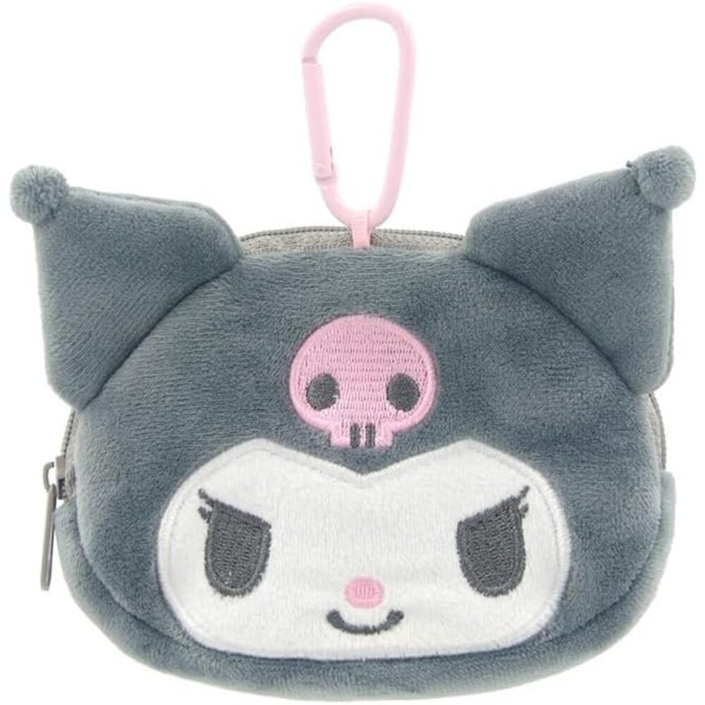 Charming Kuromi Character Face Zipper Pouch - Perfect for Coins & Essentials